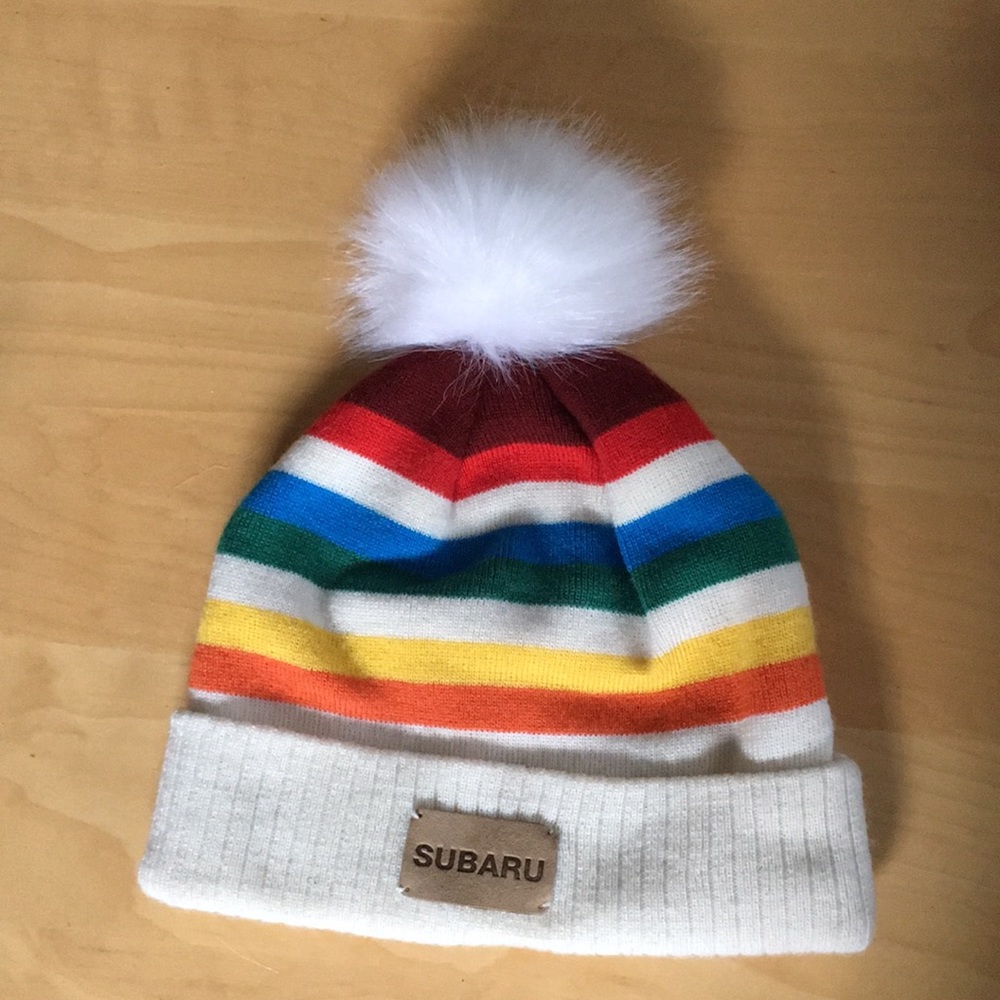 Retro Rainbow Subaru Winter Cap
